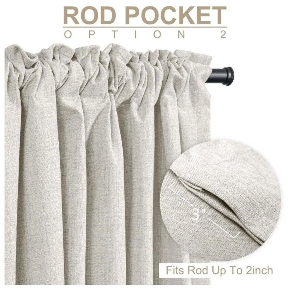 Set of 2 Linen Look Curtain Panels 50